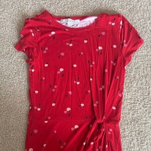 LOFT Red Dress with Cherry Pattern